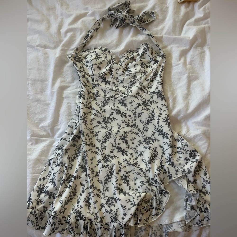 Halter floral mini dress